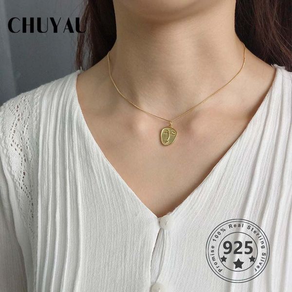 chains chuyau 925 sterling silver abstract human face pendant necklace golden fashion wild for women fine jewelry charms
chains chuyau 925 sterling silver abstract human face pendant necklace golden fashion wild for women fine jewelry charms