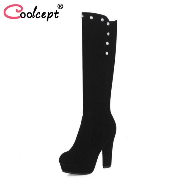 boots coolcept women knee high winter platform warm fur shoes woman zipper heels fashion bead footwear size 33-41, Black
boots coolcept women knee high winter platform warm fur shoes woman zipper heels fashion bead footwear size 33-41, Black