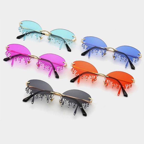 unique tears irregular shape glasses fashion luxury diamond frameless woman sunglasses personality funny catwalk punk sunglasses, White;black
unique tears irregular shape glasses fashion luxury diamond frameless woman sunglasses personality funny catwalk punk sunglasses, White;black