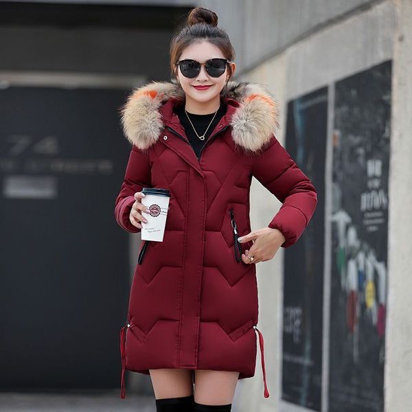 women's down & parkas winter cotton-padded clothes mid-length thick hooded large fur collar korean-style loose quilted cotton jacket, Black
women's down & parkas winter cotton-padded clothes mid-length thick hooded large fur collar korean-style loose quilted cotton jacket, Black