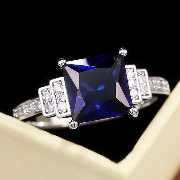 huitan noble blue princess cut women rings elegant lady wedding engagement party fashion ring jewelry anniversary gift for lover, Slivery;golden
huitan noble blue princess cut women rings elegant lady wedding engagement party fashion ring jewelry anniversary gift for lover, Slivery;golden