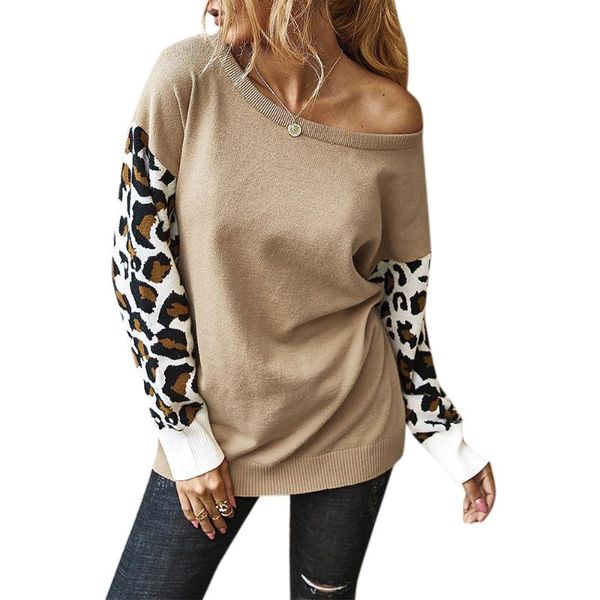 women sweater long sleeve leopard print knitwear o-neck patchwork pullovers winter outfits fall clothes, White;black
women sweater long sleeve leopard print knitwear o-neck patchwork pullovers winter outfits fall clothes, White;black