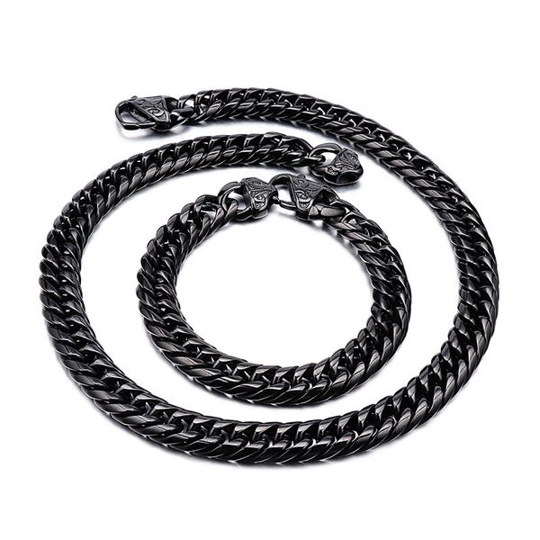 european and american personality fashion domineering rough gold black stainless steel men's necklace, Silver
european and american personality fashion domineering rough gold black stainless steel men's necklace, Silver