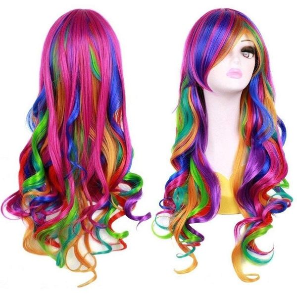 multi color women wigs halloween party clown wear anime harajuku style rainbow curly synthetic hair party costume lolita wig, Silver
multi color women wigs halloween party clown wear anime harajuku style rainbow curly synthetic hair party costume lolita wig, Silver