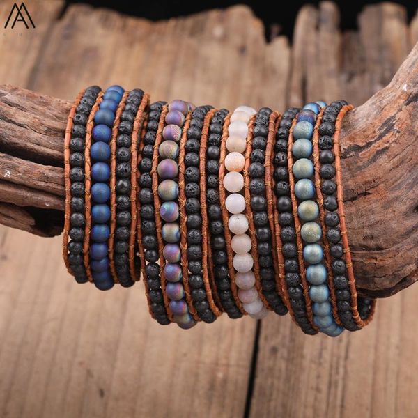 charm bracelets 4mm natural black lava beads knotted 3 layers braid bracelet women 6mm geode druzy leather wrap hohemia n0418amai, Golden;silver
charm bracelets 4mm natural black lava beads knotted 3 layers braid bracelet women 6mm geode druzy leather wrap hohemia n0418amai, Golden;silver