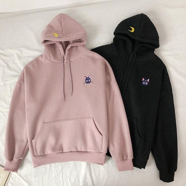 sailor moon luna cat embroidery hoodie women's hooded sweatshirt kawaii teen girl student casual pullover autumn winter, Black
sailor moon luna cat embroidery hoodie women's hooded sweatshirt kawaii teen girl student casual pullover autumn winter, Black
