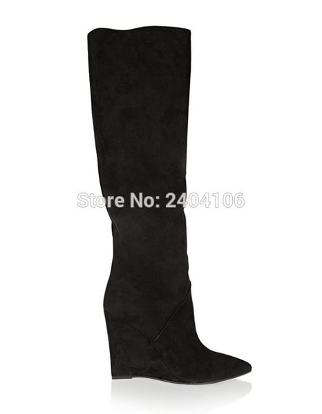 autumn winter slip on wedges ladies shoes botas mujer black gray suede leather long booties pointed toe knee high wedge boots
autumn winter slip on wedges ladies shoes botas mujer black gray suede leather long booties pointed toe knee high wedge boots