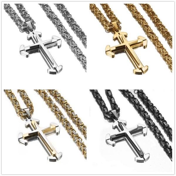 trendy stainless steel christian jesus cross pendant with 5mm byzantine chain necklace men's boy's jewelry friend gift, Silver
trendy stainless steel christian jesus cross pendant with 5mm byzantine chain necklace men's boy's jewelry friend gift, Silver