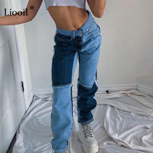 liooil patchwork blue high waist straight leg jeans with pockets autumn color block women jean trousers cotton denim pants
liooil patchwork blue high waist straight leg jeans with pockets autumn color block women jean trousers cotton denim pants