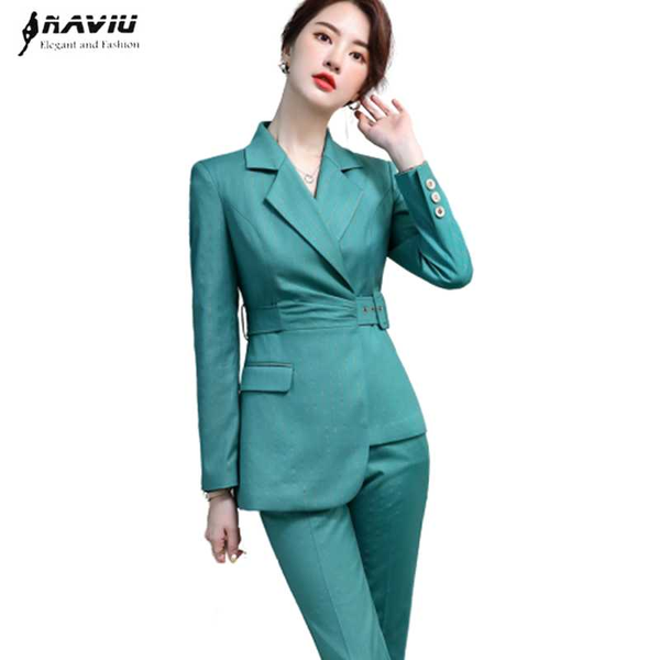 women's two piece pants naviu fashion suit female professional wear temperament korean version of the small formal workwear, White
women's two piece pants naviu fashion suit female professional wear temperament korean version of the small formal workwear, White