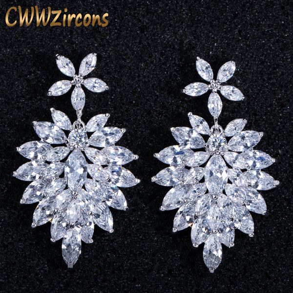 cwwzircons 2020 luxury wedding bridal accessories white flower + cubic zirconia long big drop earrings for brides cz051, Silver
cwwzircons 2020 luxury wedding bridal accessories white flower + cubic zirconia long big drop earrings for brides cz051, Silver