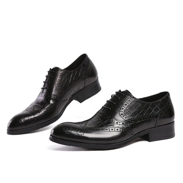 men's leather shoes crocodile pattern leather lace-up formal wear pure men's shoes wedding, Black
men's leather shoes crocodile pattern leather lace-up formal wear pure men's shoes wedding, Black