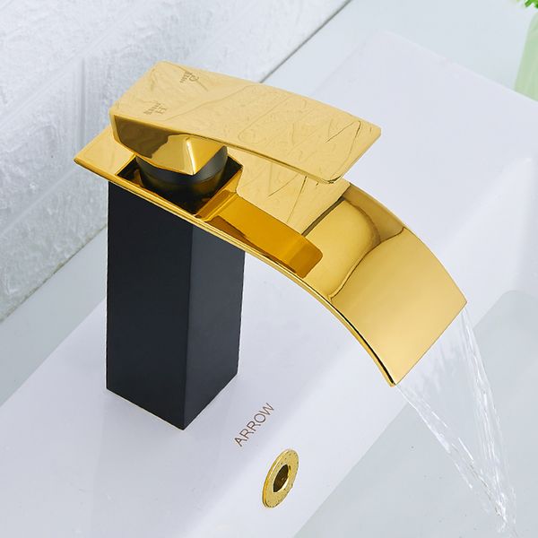 bathroom sink faucets waterfall basin black and gold brass faucet single hole cold water tap mixer taps
bathroom sink faucets waterfall basin black and gold brass faucet single hole cold water tap mixer taps