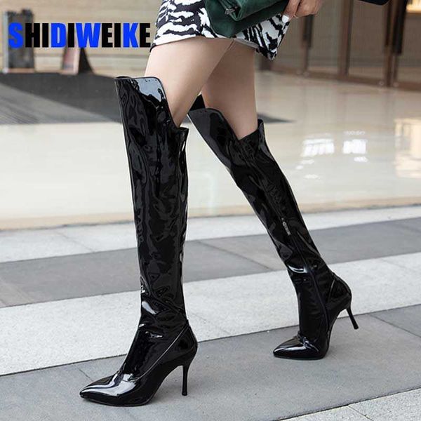boots mirror leather thigh high women thin heels over the knee for point toe fetish party long shoes ac068, Black
boots mirror leather thigh high women thin heels over the knee for point toe fetish party long shoes ac068, Black