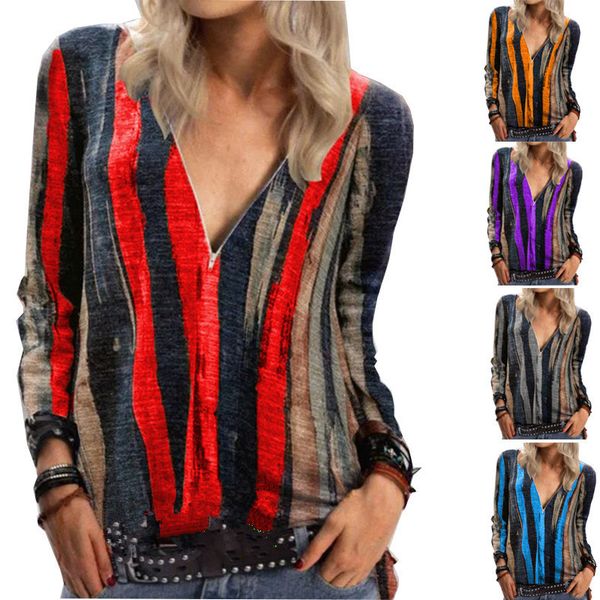 women's t-shirt leosoxs deep v neck long sleeve stripe t shirt 2021 fashion zipper spring sutumn ladies shirts splu size, White
women's t-shirt leosoxs deep v neck long sleeve stripe t shirt 2021 fashion zipper spring sutumn ladies shirts splu size, White