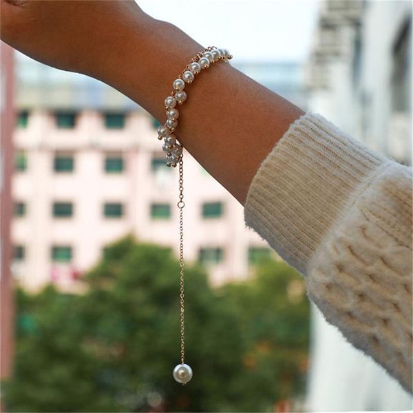fashion simple women jewelry creative pearl bracelet long pendant bracelet single layer ms. jewelry gift y40, Black
fashion simple women jewelry creative pearl bracelet long pendant bracelet single layer ms. jewelry gift y40, Black