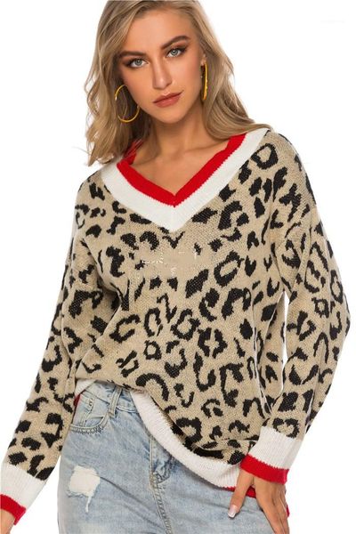 fashion- street sweater autumn winter v-neck pullover loose knit sweater woman high fashion clothes womens leopard patchwork, White;black
fashion- street sweater autumn winter v-neck pullover loose knit sweater woman high fashion clothes womens leopard patchwork, White;black