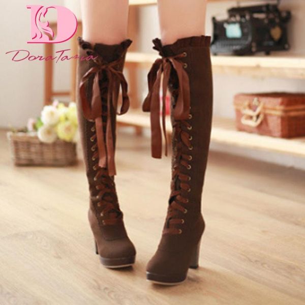 doratasia big size 34-43 new lady high heels boots fashion platform lace up knee high boots women 2020 party office woman shoes, Black
doratasia big size 34-43 new lady high heels boots fashion platform lace up knee high boots women 2020 party office woman shoes, Black