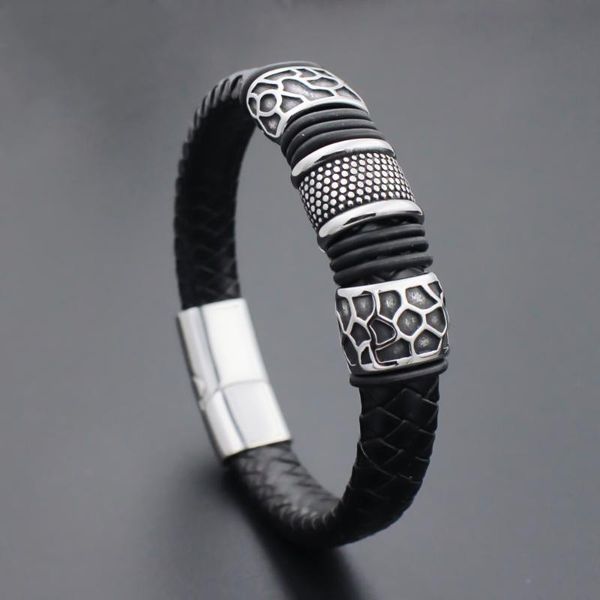 12mm wide braided vintage genuine leather bracelet for men stainless steel spots bead bracelets with magnet clasp, Golden;silver
12mm wide braided vintage genuine leather bracelet for men stainless steel spots bead bracelets with magnet clasp, Golden;silver