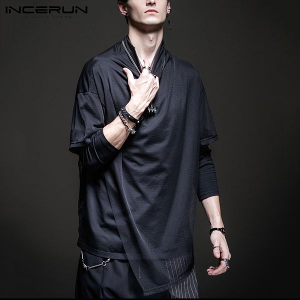 men's t-shirts fashion men t shirt solid long sleeve turtleneck 2021 fake 2 pieces tee chic streetwear mesh patchwork incerun, White;black
men's t-shirts fashion men t shirt solid long sleeve turtleneck 2021 fake 2 pieces tee chic streetwear mesh patchwork incerun, White;black