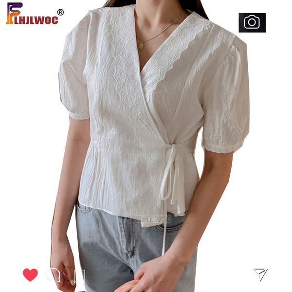 women's blouses & shirts short peplum summer bow tie cute sweet preppy style girls korean japane design v neck cotton blend shirt blus, White
women's blouses & shirts short peplum summer bow tie cute sweet preppy style girls korean japane design v neck cotton blend shirt blus, White