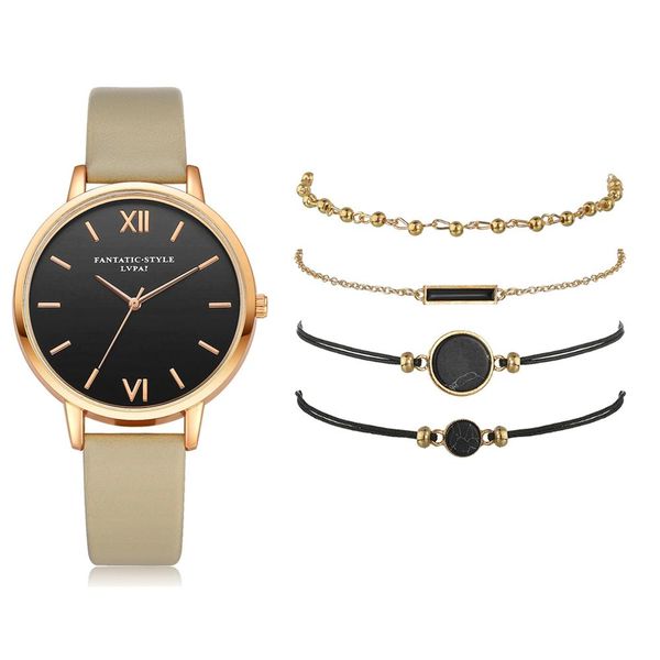 5pcs set new women's luxury leather analog quartz wristwatch ladies watch women dress reloj mujer black clock, Slivery;brown
5pcs set new women's luxury leather analog quartz wristwatch ladies watch women dress reloj mujer black clock, Slivery;brown