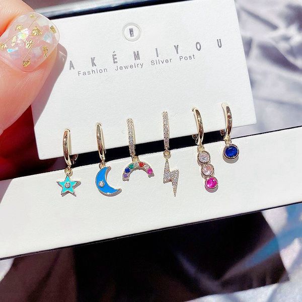 migga 6pcs colorful cubic zircon dangle earrings set cz crystal star moon rainbow women earrings jewelry, Silver
migga 6pcs colorful cubic zircon dangle earrings set cz crystal star moon rainbow women earrings jewelry, Silver