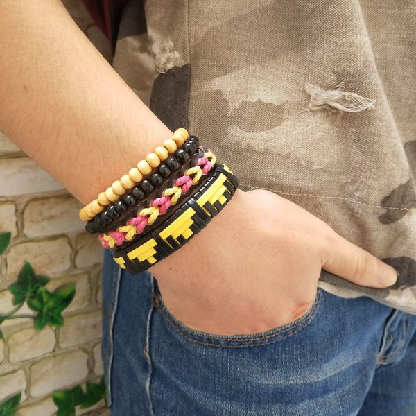 women bracelet in charm bracelets, handmade woven leather bracelet wooden beads multi-layer men or women jewelry, Golden;silver
women bracelet in charm bracelets, handmade woven leather bracelet wooden beads multi-layer men or women jewelry, Golden;silver