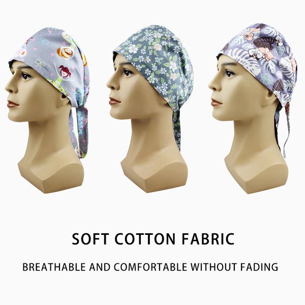 plant floral pattern nursing cap cotton scrub cap adjustable gourd hat work casual dust hiphop, Blue;gray 
plant floral pattern nursing cap cotton scrub cap adjustable gourd hat work casual dust hiphop, Blue;gray