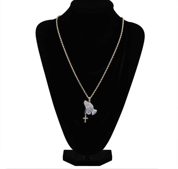 christian cross prayer gesture retro necklace zircon-inlaid hip-hop pendant jewelry selling in europe and003, Silver
christian cross prayer gesture retro necklace zircon-inlaid hip-hop pendant jewelry selling in europe and003, Silver
