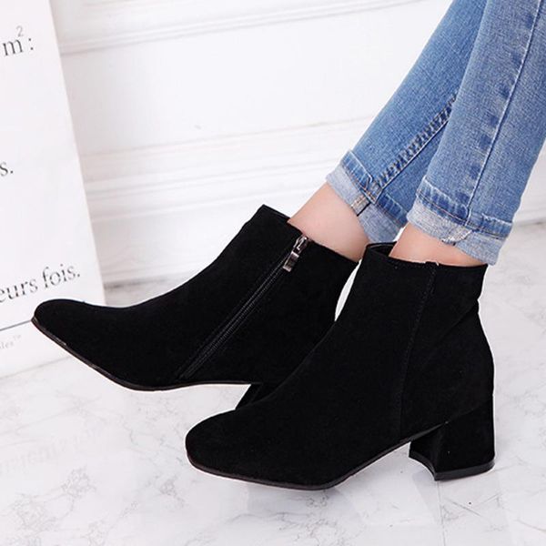 boots 5 cm women winter sandals high square heel chunky round toe zipper short ankle pumps boot solid color walking shoes, Black
boots 5 cm women winter sandals high square heel chunky round toe zipper short ankle pumps boot solid color walking shoes, Black