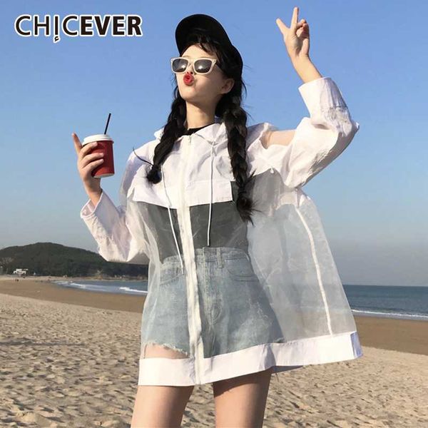 women's jackets chicever korean patchwork perspective jacket hooded long sleeve lace up mesh coats female 2021 fashion clothes, Black;brown
women's jackets chicever korean patchwork perspective jacket hooded long sleeve lace up mesh coats female 2021 fashion clothes, Black;brown