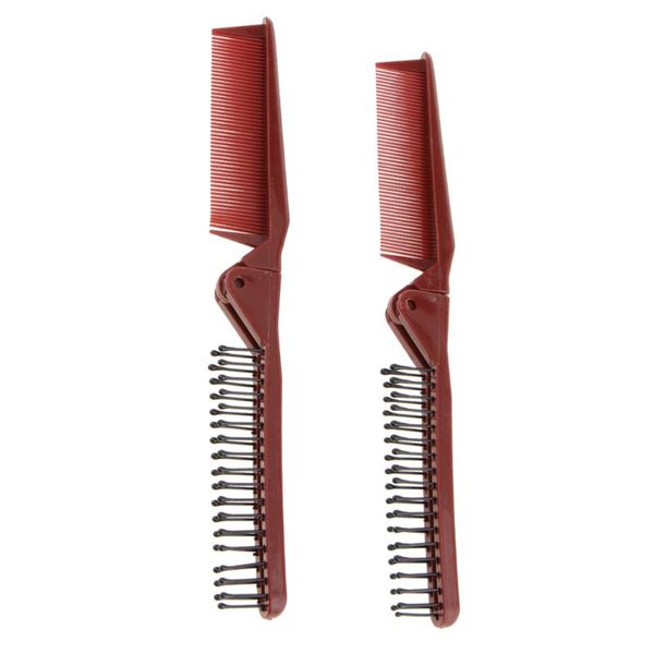 2pcs portable small travel folding plastic dual wine red hair brush pocket comb anti-static 8.4inch length, Silver
2pcs portable small travel folding plastic dual wine red hair brush pocket comb anti-static 8.4inch length, Silver