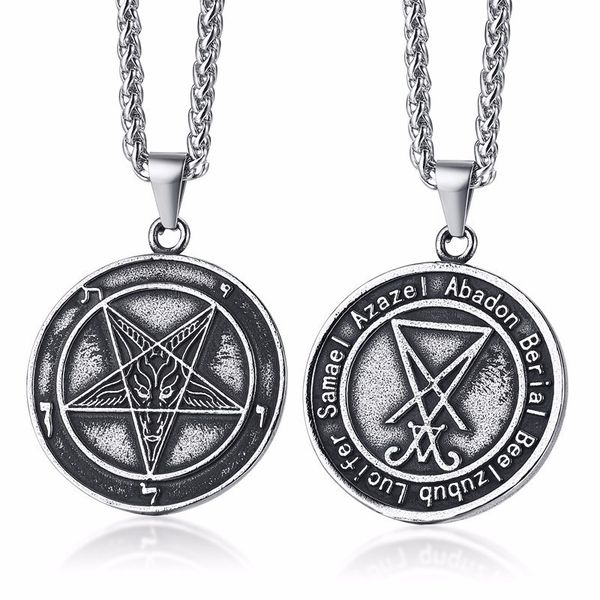 assorted style satanic jewelry lucifer pentagram baphomet amulet goat satan wiccan satanism pendant necklace stainless steel, Silver
assorted style satanic jewelry lucifer pentagram baphomet amulet goat satan wiccan satanism pendant necklace stainless steel, Silver