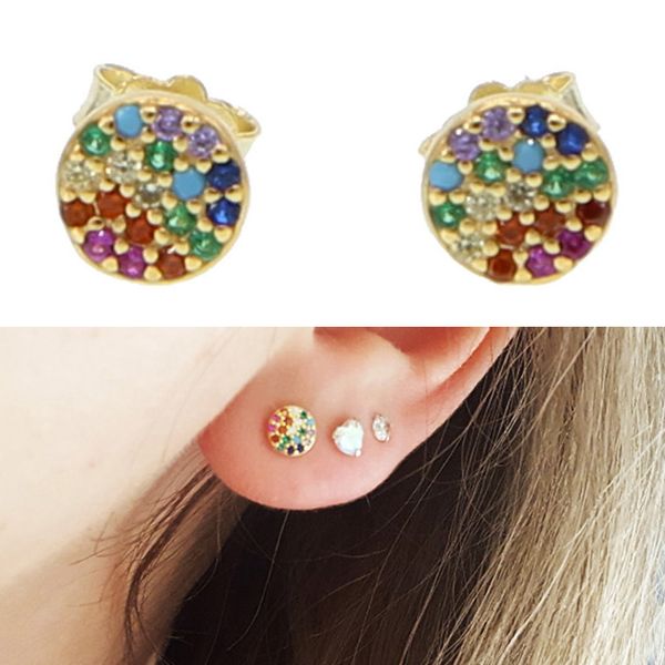 stud 2021 fine 925 sterling silver dainty delicate round charm small dots multi color gold rainbow cz earring for women, Golden;silver
stud 2021 fine 925 sterling silver dainty delicate round charm small dots multi color gold rainbow cz earring for women, Golden;silver