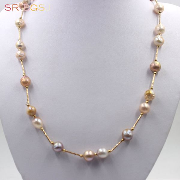 chokers 10mm nearly round edsion freshwater pearl beads copper spacer handmade necklace 19"- 60", Golden;silver
chokers 10mm nearly round edsion freshwater pearl beads copper spacer handmade necklace 19"- 60", Golden;silver