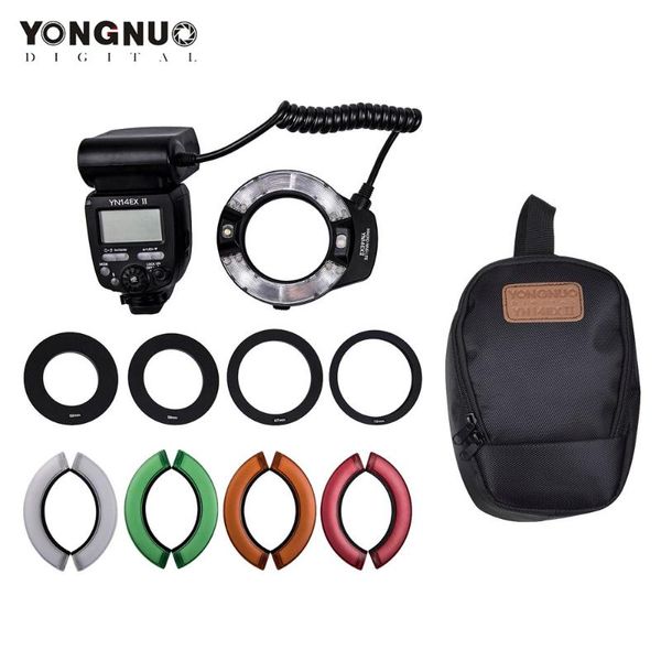 Yongnuo Macro Ring Flash Light Kit With Large Size Lcd Display Adapter Rings Color Temperature Filters Shoe Mount For