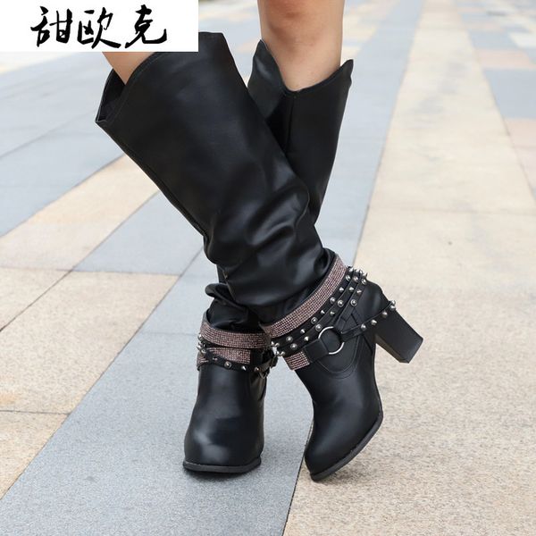 2020 new winter women's boots fashion put-on square-heel pu knee-length boots round toe high heel warm women's botas mujer, Black
2020 new winter women's boots fashion put-on square-heel pu knee-length boots round toe high heel warm women's botas mujer, Black