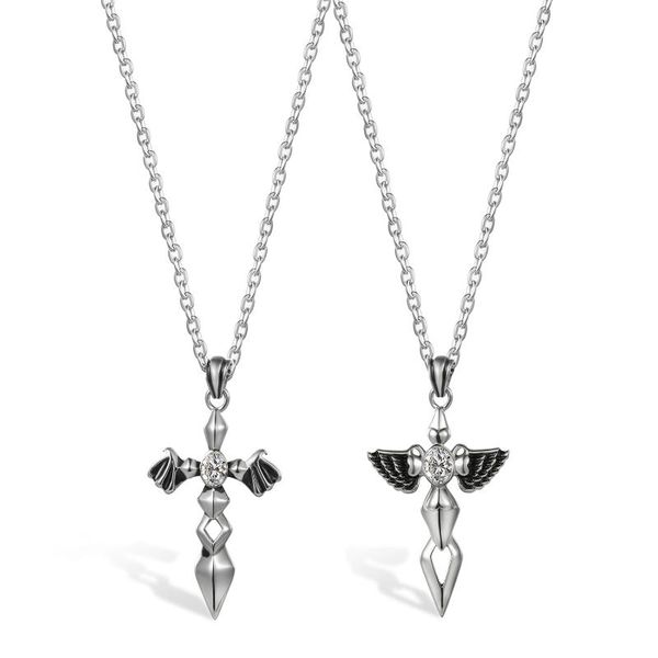 boniskiss vintage cross angel devil couple necklace stainless steel chain necklaces & pendants for men women jewelry, Silver
boniskiss vintage cross angel devil couple necklace stainless steel chain necklaces & pendants for men women jewelry, Silver