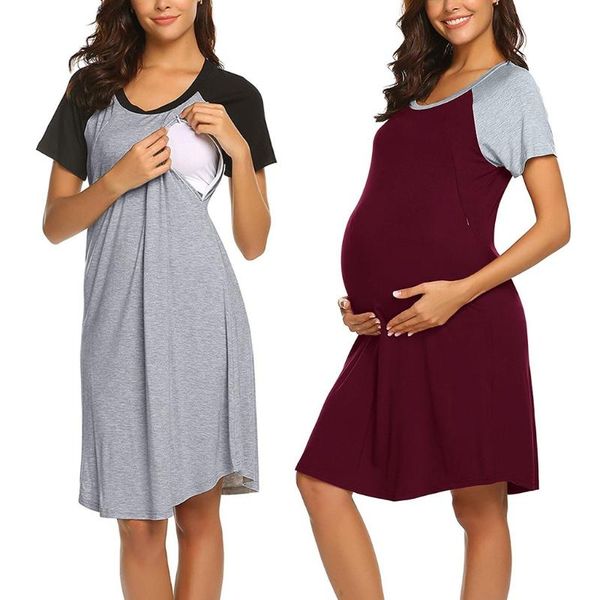 women maternity dress nursing baby nightgown breastfeeding nightshirt sleepwear women's pregnancy short sleeve dress, White
women maternity dress nursing baby nightgown breastfeeding nightshirt sleepwear women's pregnancy short sleeve dress, White
