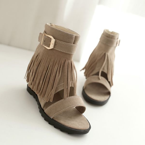 summer fashion european and american fringed suede casual women's sandals wedge high heel open toe zipper high heel women shoes, Black
summer fashion european and american fringed suede casual women's sandals wedge high heel open toe zipper high heel women shoes, Black
