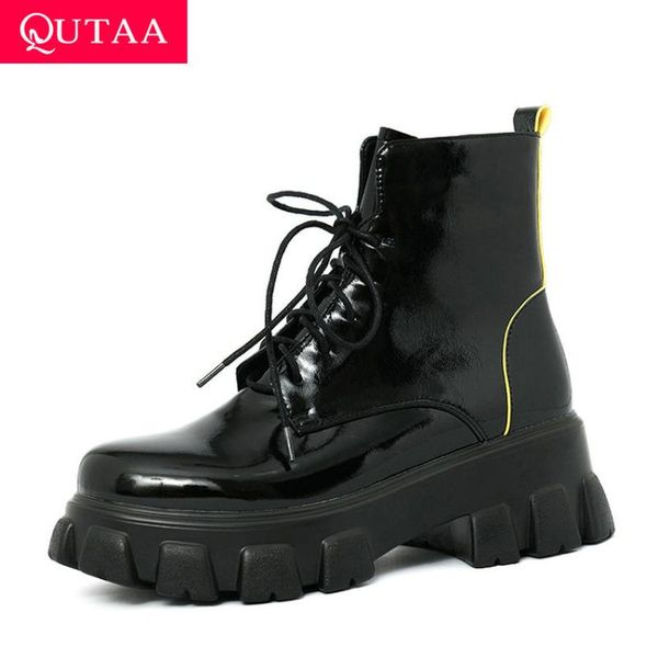 qutaa 2021 pu leather autumn winter ankle boots platform casual round toe women shoes square heel lace up short boots size 34-42, Black
qutaa 2021 pu leather autumn winter ankle boots platform casual round toe women shoes square heel lace up short boots size 34-42, Black