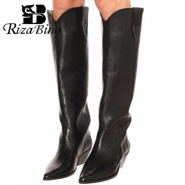 rizabina knee high boots for women pointed toe thick heel slip on shoes solid color fashion outdoor boots ladies size 33-43, Black
rizabina knee high boots for women pointed toe thick heel slip on shoes solid color fashion outdoor boots ladies size 33-43, Black