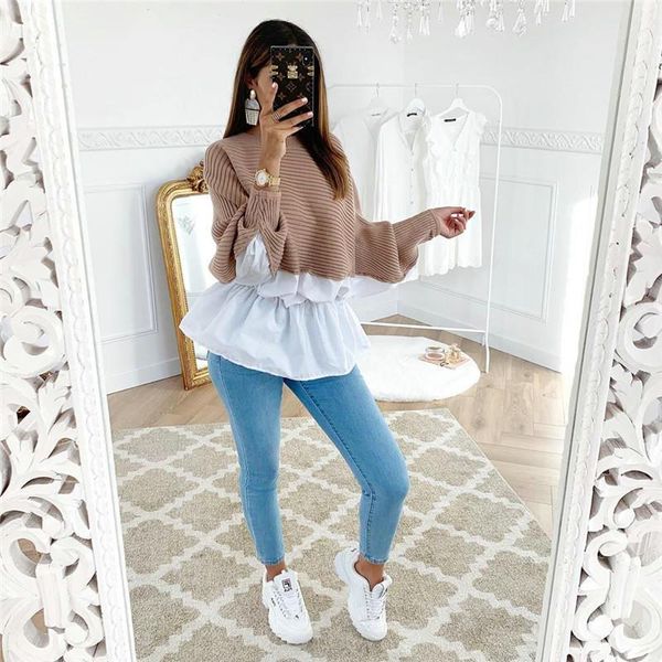 womens long sleeve knitted sweater patchwork fashion pullover sweaters female casual baggy ladies jumper new, White;black
womens long sleeve knitted sweater patchwork fashion pullover sweaters female casual baggy ladies jumper new, White;black
