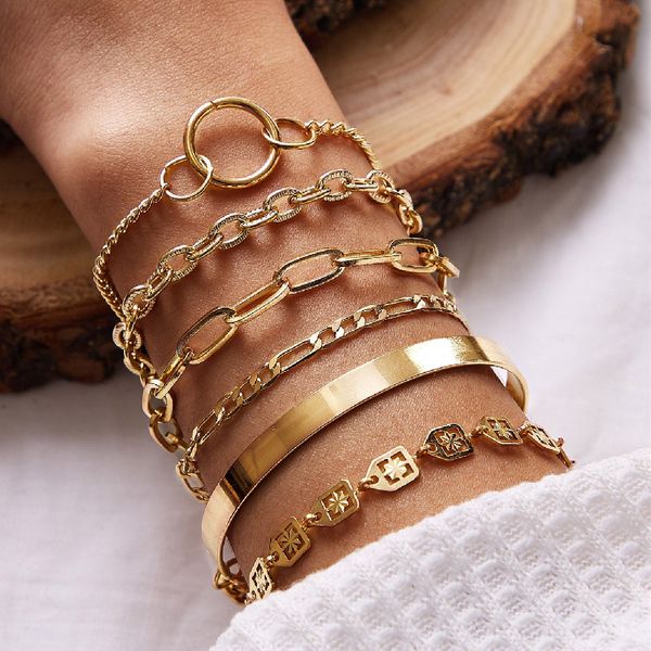 beaded, strands 6pcs/set gold color round circle chain bracelet bangle for women geometric zigzag shape bangles vintage chunky braclets, Black
beaded, strands 6pcs/set gold color round circle chain bracelet bangle for women geometric zigzag shape bangles vintage chunky braclets, Black