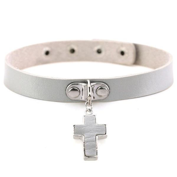 chokers gray beige white smooth leather ban cross necklace pendant button adjustable women daily accessories, Golden;silver
chokers gray beige white smooth leather ban cross necklace pendant button adjustable women daily accessories, Golden;silver