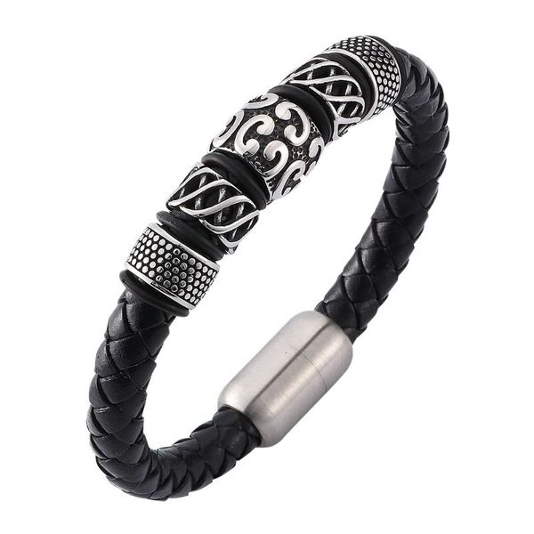 charm bracelets men's creative pattern woven black leather bracelet stainless steel magnetic buckle fashion 7-sp0118, Golden;silver
charm bracelets men's creative pattern woven black leather bracelet stainless steel magnetic buckle fashion 7-sp0118, Golden;silver