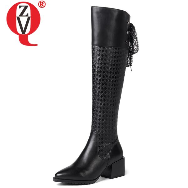 zvq 2020 winter new fashion concise pointed toe handmade genuine leather high square heel platform zip knee high boots, Black
zvq 2020 winter new fashion concise pointed toe handmade genuine leather high square heel platform zip knee high boots, Black