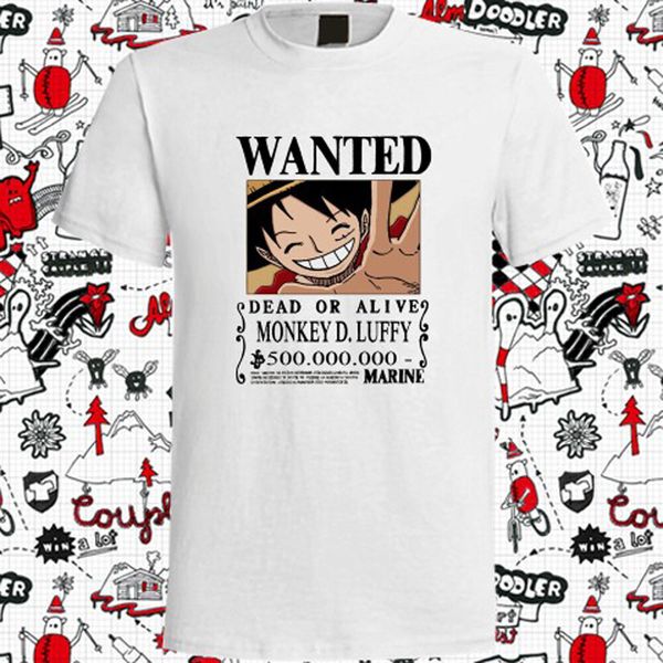 new one piece wanted monkey d luffy bounty men's white t-shirt size s to 3xl wholesale tee custom environtal printed tshirt
new one piece wanted monkey d luffy bounty men's white t-shirt size s to 3xl wholesale tee custom environtal printed tshirt