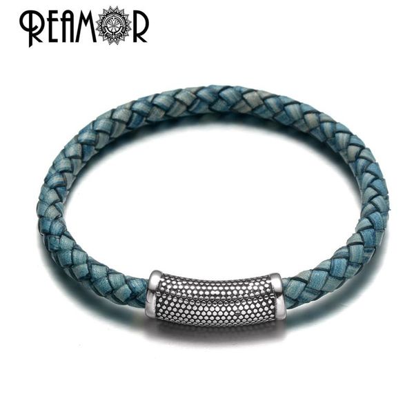 charm bracelets reamor vintage blue genuine leather braided men women 316l stainless steel magnet buckle wristband, Golden;silver
charm bracelets reamor vintage blue genuine leather braided men women 316l stainless steel magnet buckle wristband, Golden;silver